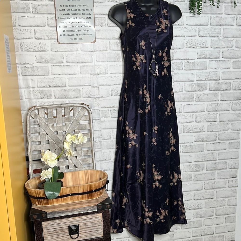 Vintage B Moss Vintage Floral Maxi Dress Size 5/6 Medium Silk Size 6